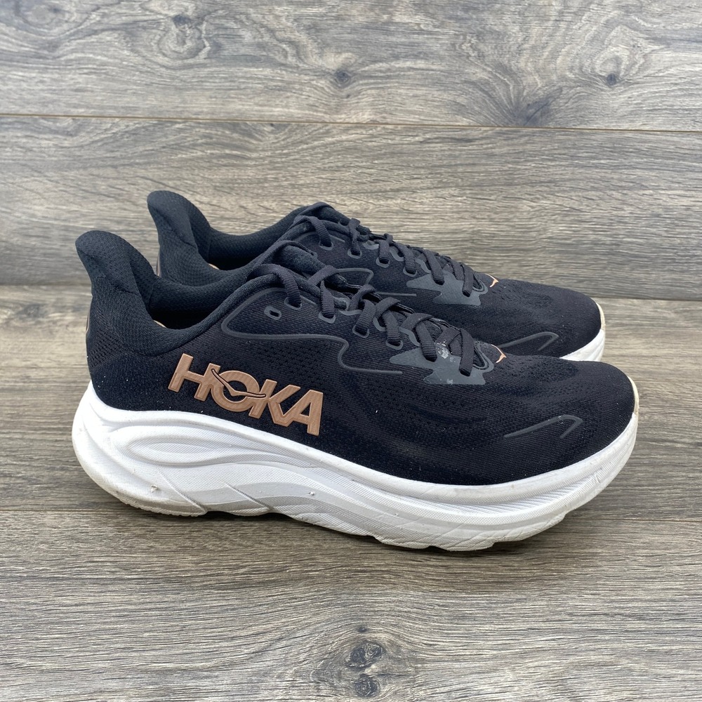 Hoka Women's Sneakers Black with Rose Gold Logo - Picture 2 of 13